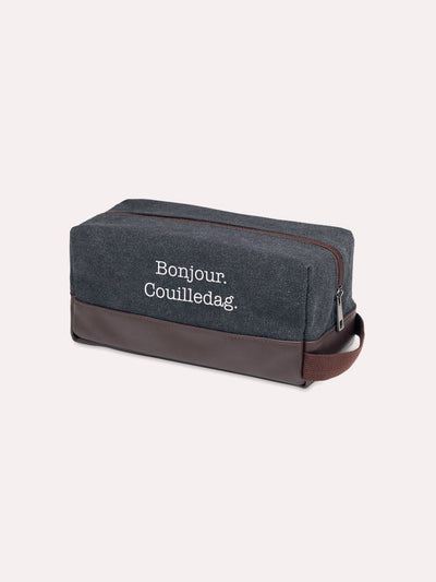 Trousse de toilette "Bonjour. Couilledag."