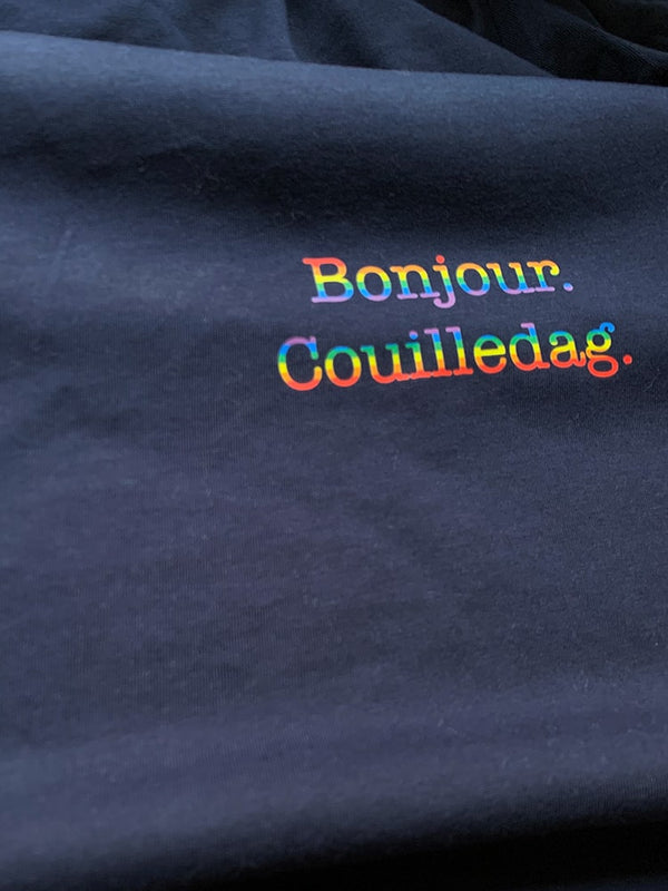 Bonjour. Couilledag - T-shirt belge impression coeur
